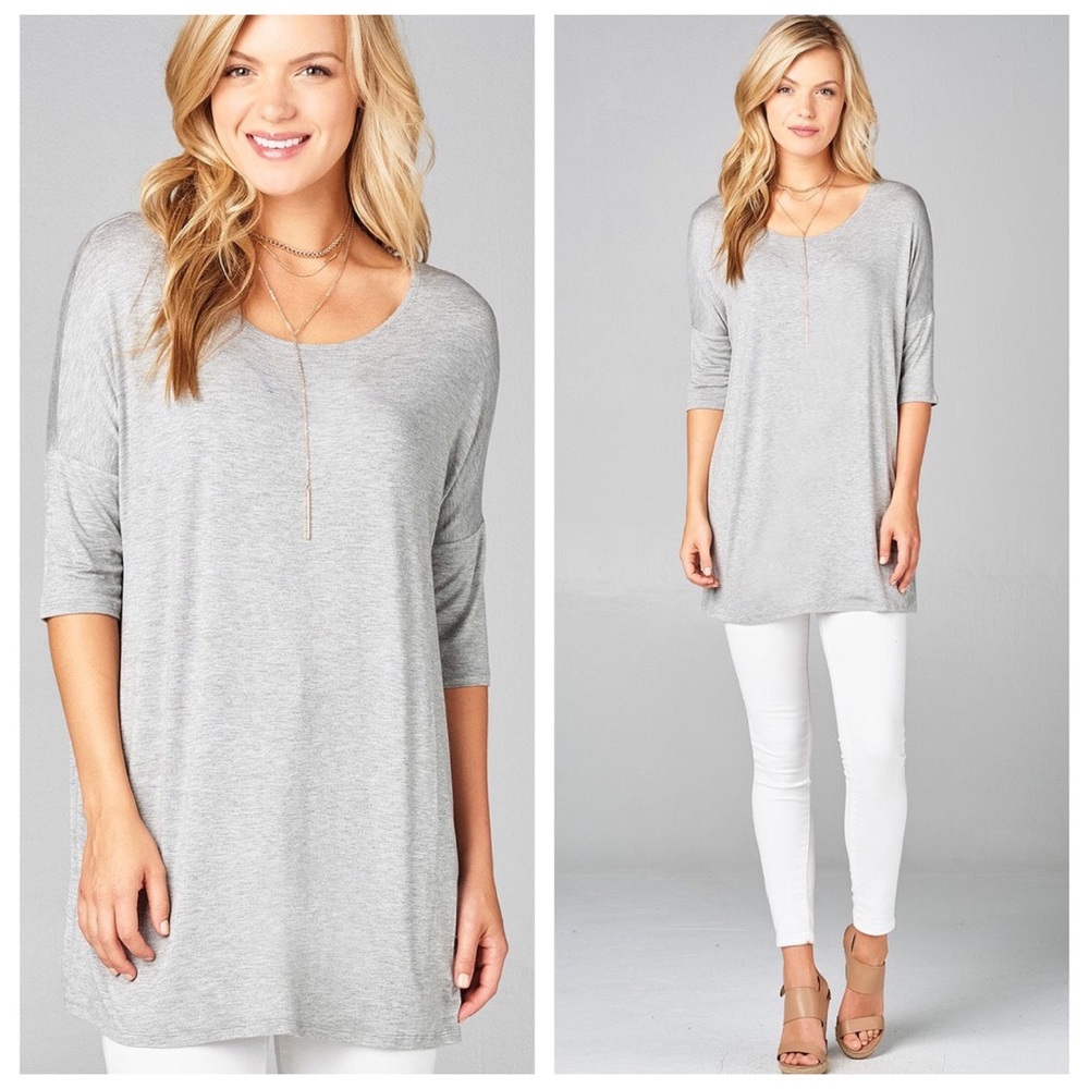 Gray 3/4 sleeve Tunic top